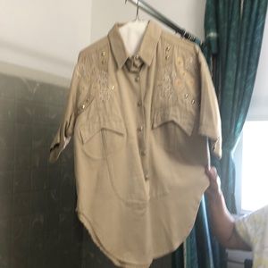 Cream colored true religon button down.